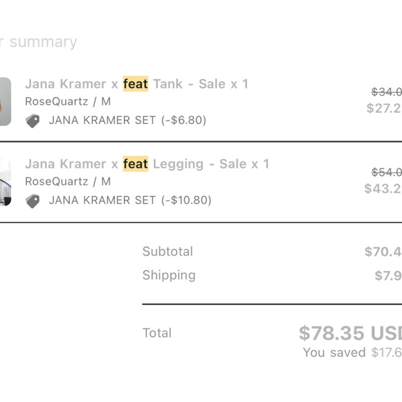 Feat by Jana Kramer, matching light pink set - Picture 6 of 7